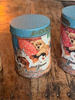 Vintage 1980s JSNY nested pet canisters; set of 3 with lids